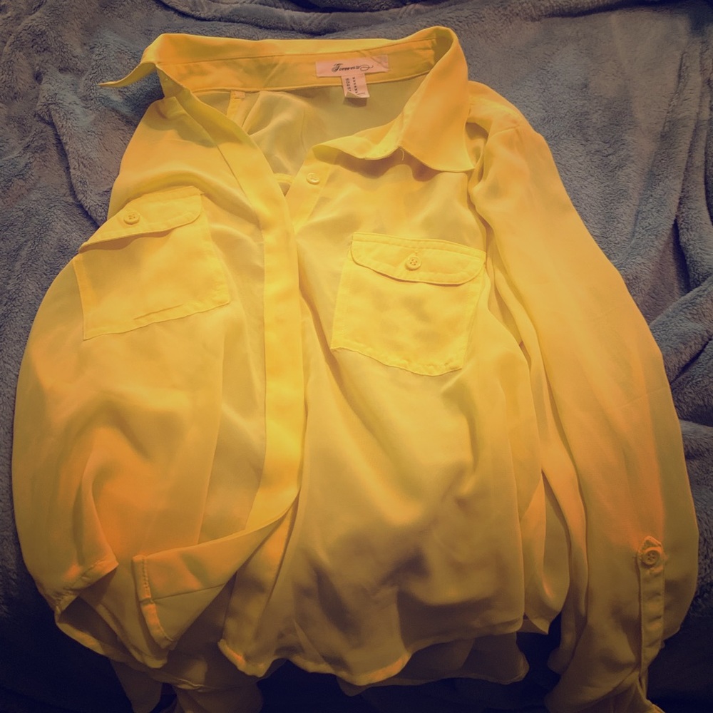 Yellow chiffon blouse from F21